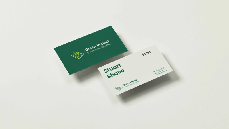 Business Card Design Showcasing Green Impact’s Unique Identity