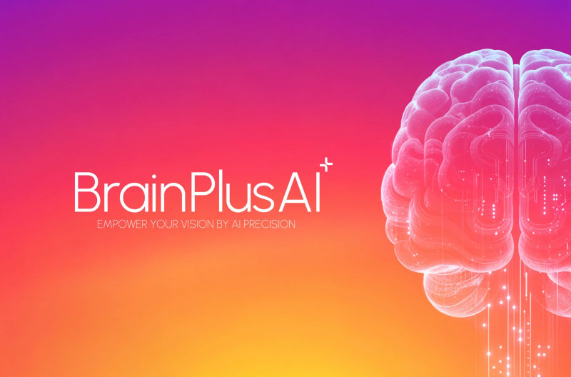Professional Presentation Cover Design For BrainPlusAI Showcasing AI Precision
