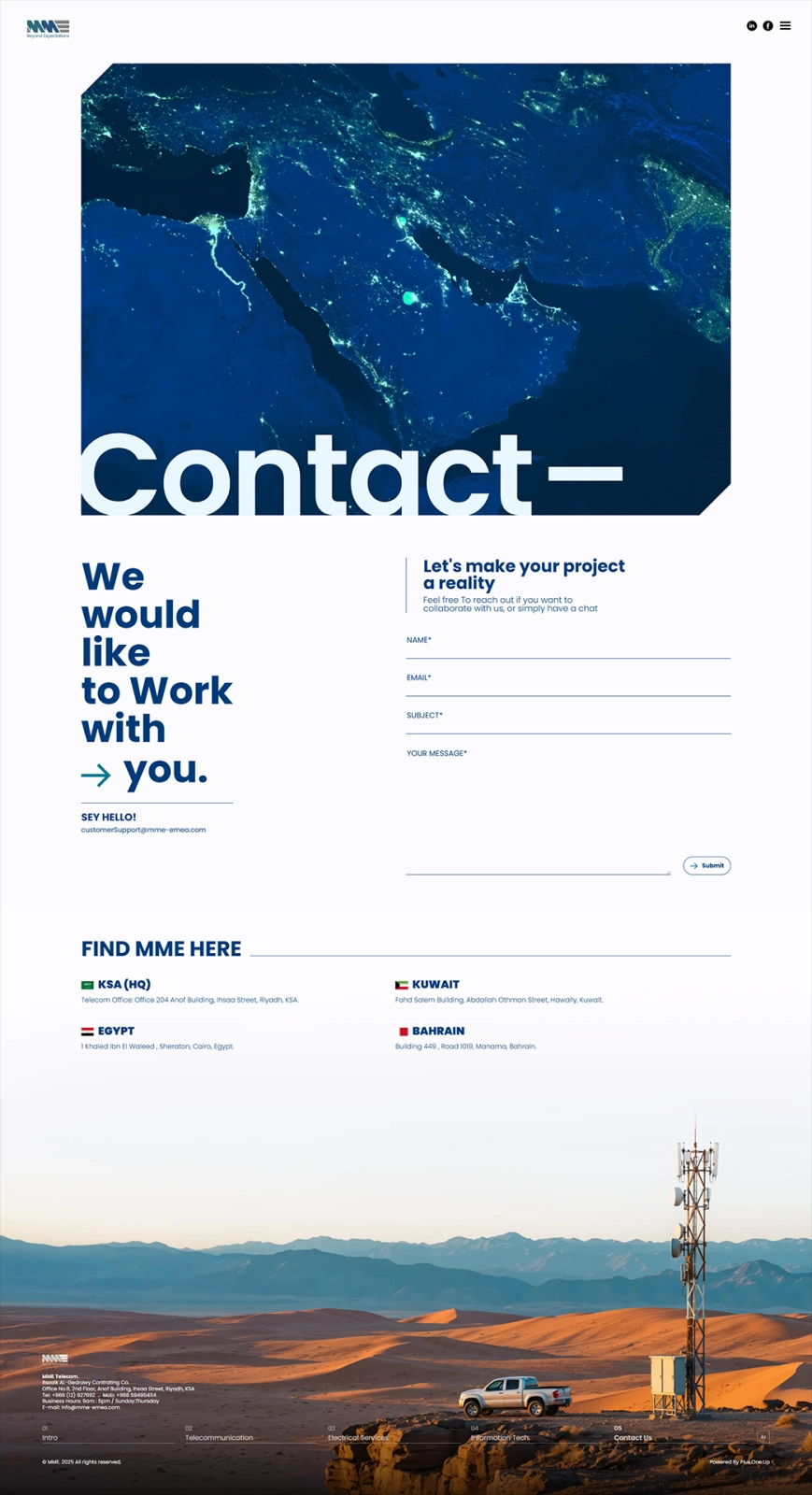MME Telecom Official Website - Contact Us Page - KSA